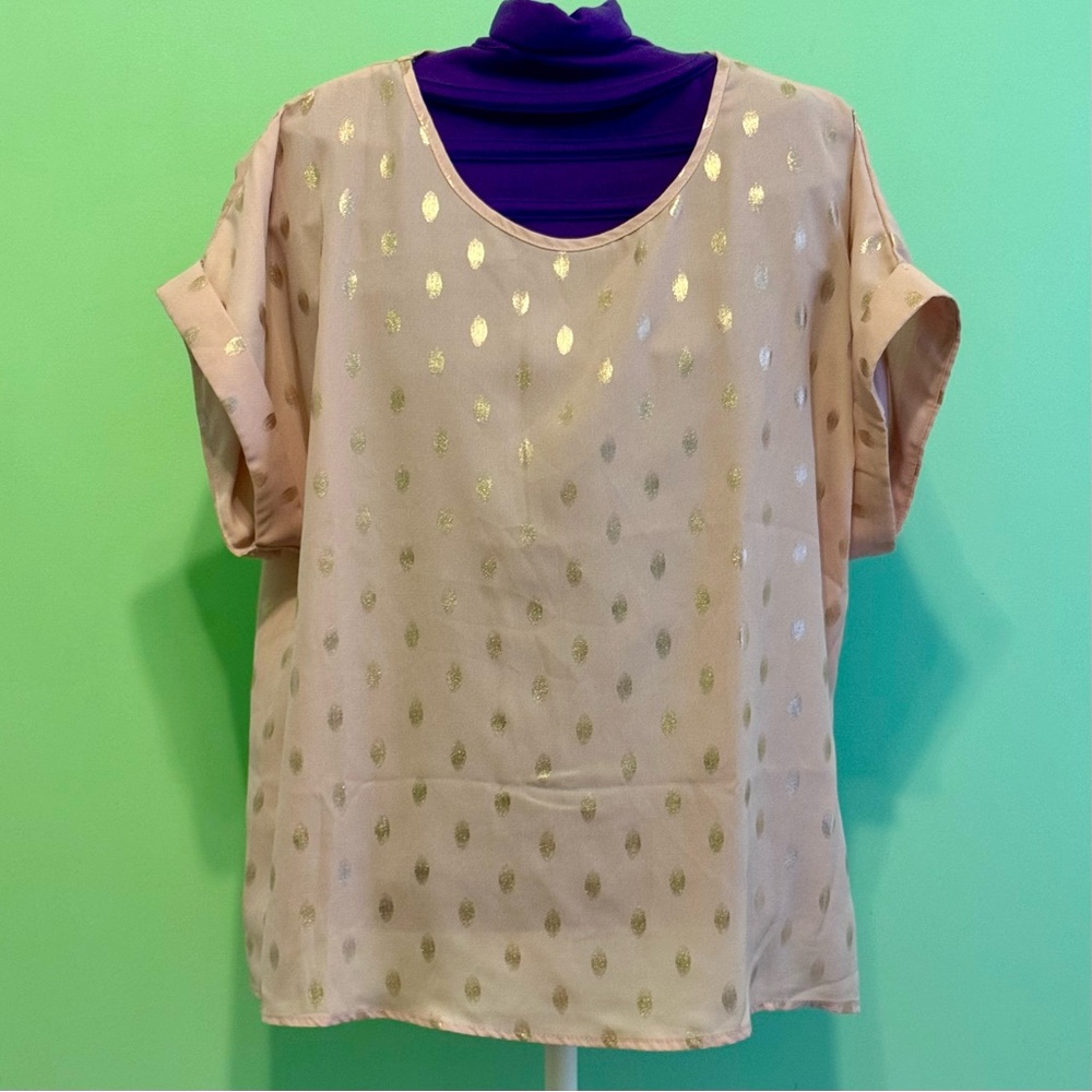 Pale Pink Women's Top with Gold Dots